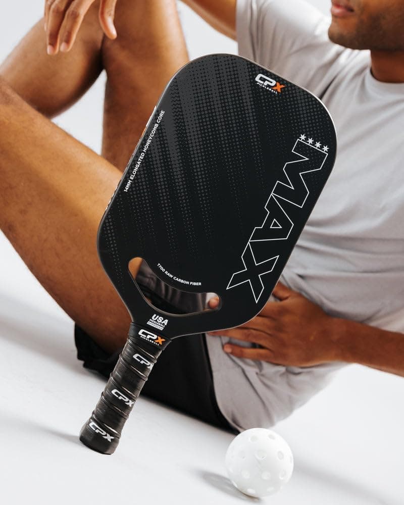 CPX MAX Black Raw Carbon Fiber T700 Pickleball Elongated Paddle Racket - Professional Grade, 14mm Core Thickness, Comfortable Tennis Style Grip - Durable Designed in Chicago, USA