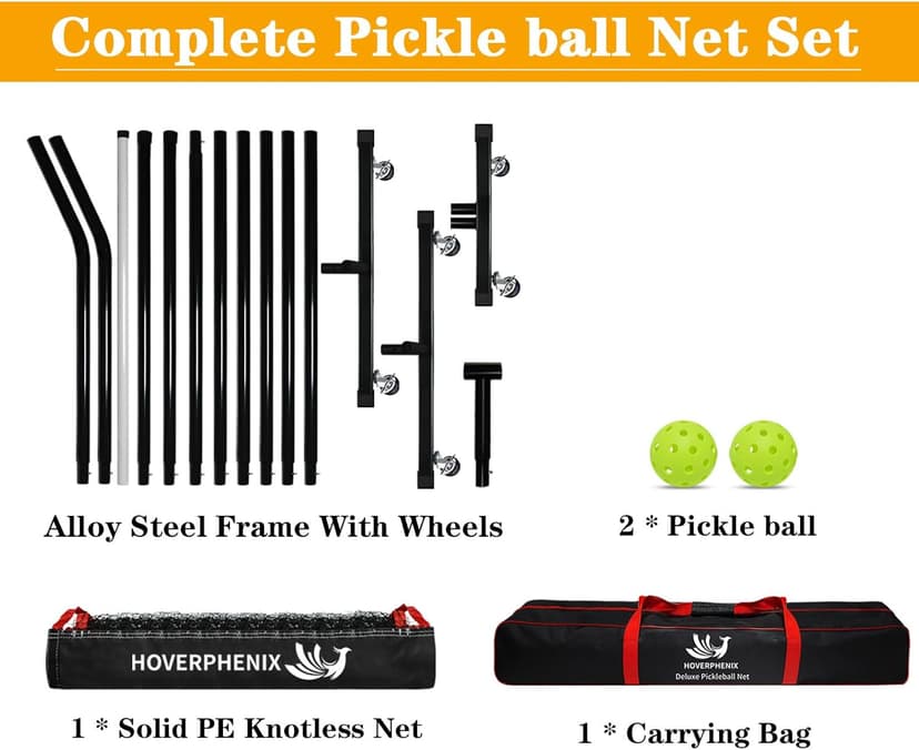 22FT Regulation Size Pickleball Net for Driveway, Outdoor Balls and Portable Carry Bag, Weather Resistance Strong Steel Frame