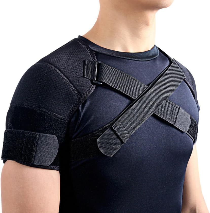Kuangmi Double Shoulder Support Brace Strap Wrap Neoprene Protector,M