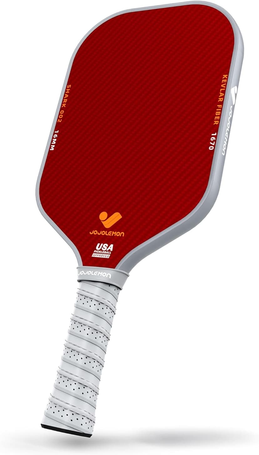 Pickleball Paddles, Carbon Fiber Pickleball Paddle with a 16mm Shark Power Polymer Core, The Pickleball Rackets Designed for Ultimate Spin & Consistency
