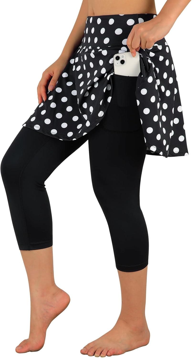 ANIVIVO Skirted Legging for Women, Yoga Legging with Skirts &Women Tennis Leggings Clothes Pockets