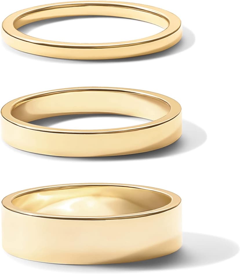 PAVOI 18K Gold Plated 3 Rings Set | Gold Stacking Rings for Women | Stacking Ring Set