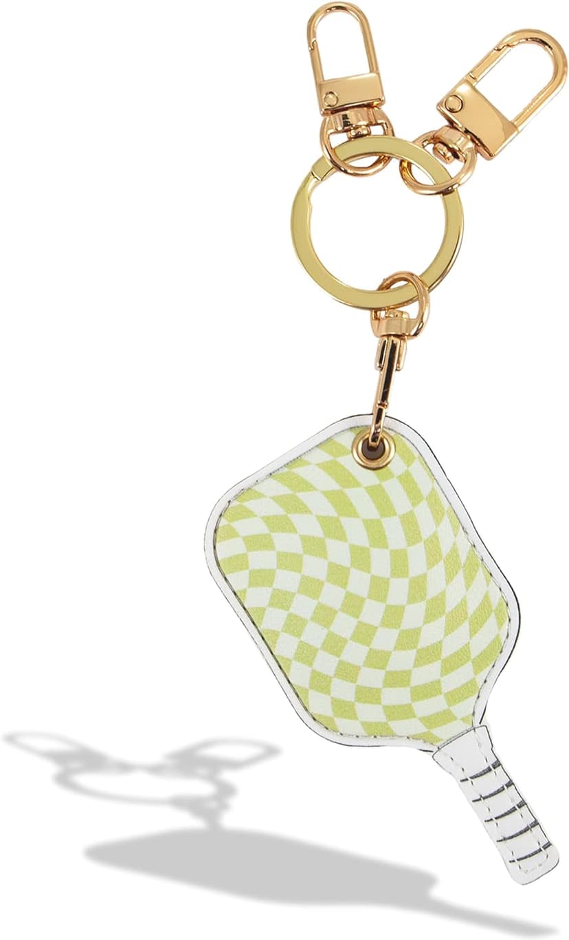 Sonix Keychain Case Compatible with Apple AirTag | Protective AirTag Cover Keychain | Checkmate Green Pickleball Paddle | Pickleball Green