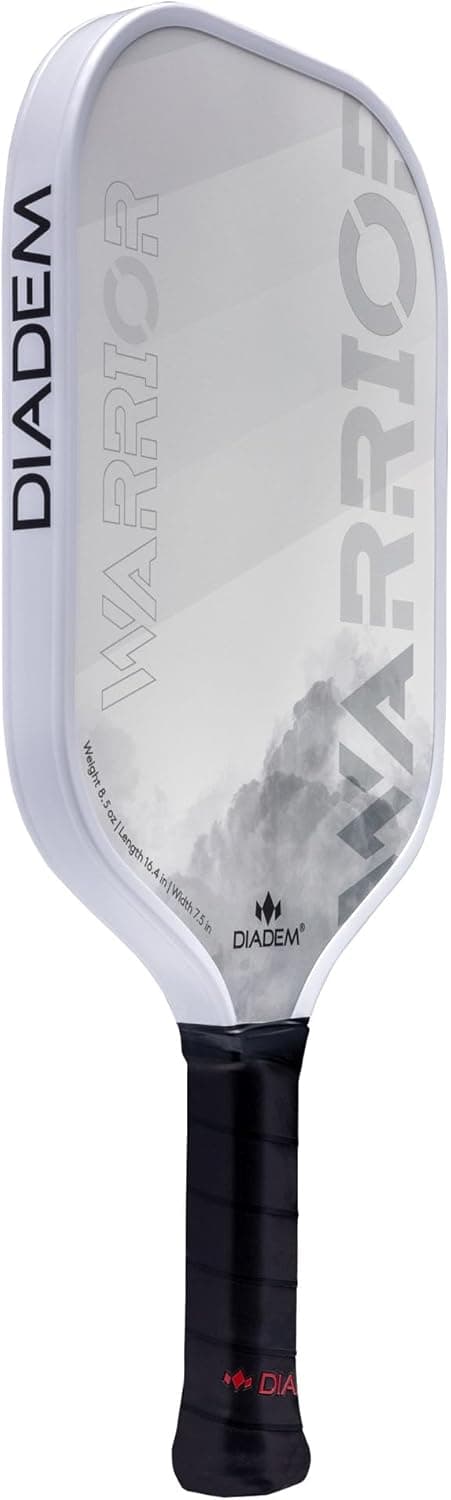 Diadem Warrior Pickleball Paddle | Carbon Fiber Face, 3X L-Core Hybrid Nomex Polymer Honeycomb Core, Grit Paint Surface for Spin, Control and Power | Indoor/Outdoor | USAPA Approved