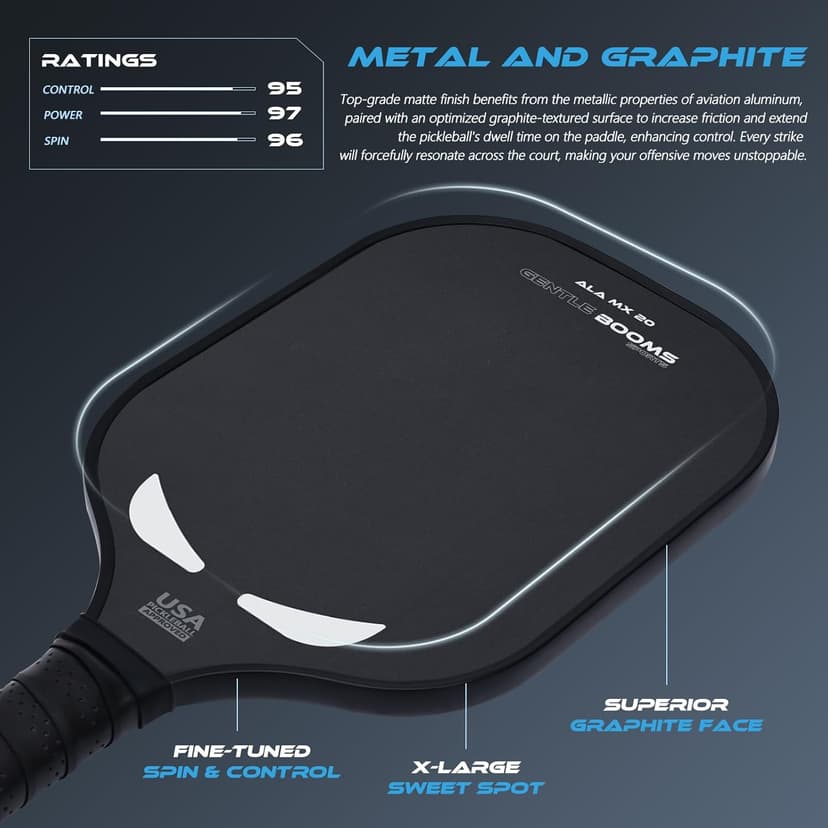Pickleball Paddles,USAPA Approved Titanium Aluminum Surface & Titanium Aluminum Core Pickleball Set,Pickle Ball Paddles Set of 2 ​for Men Women New Players