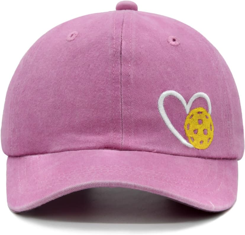 Pickleball Hat for Women Men, Adjustable Embroidered Heart Pickleball Baseball Cap