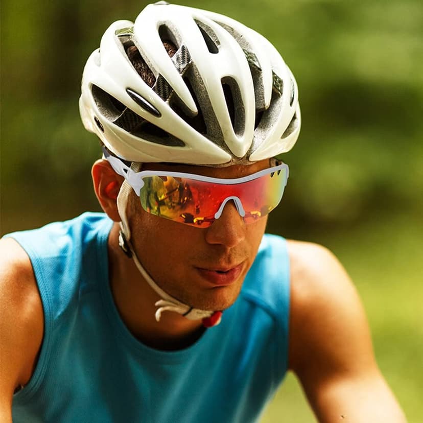 Polarized Sports Sunglasses with 5 Interchangeable Lenses for Men Women Softball Baseball Pickleball Cycling Glasses