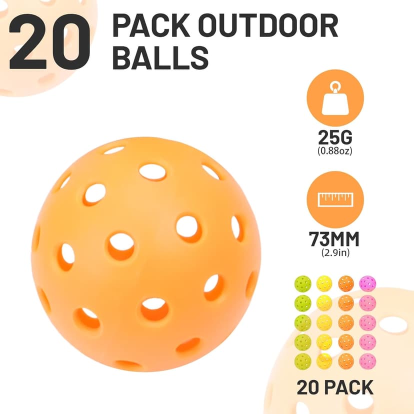 Pickleball Ball Holder Set - Large Capacity Pickleball Hopper with 20 Balls, Must-Have Pickleball Accessories for Pickleball Training, Pickleball Caddy for Pickleball Practice Equipment