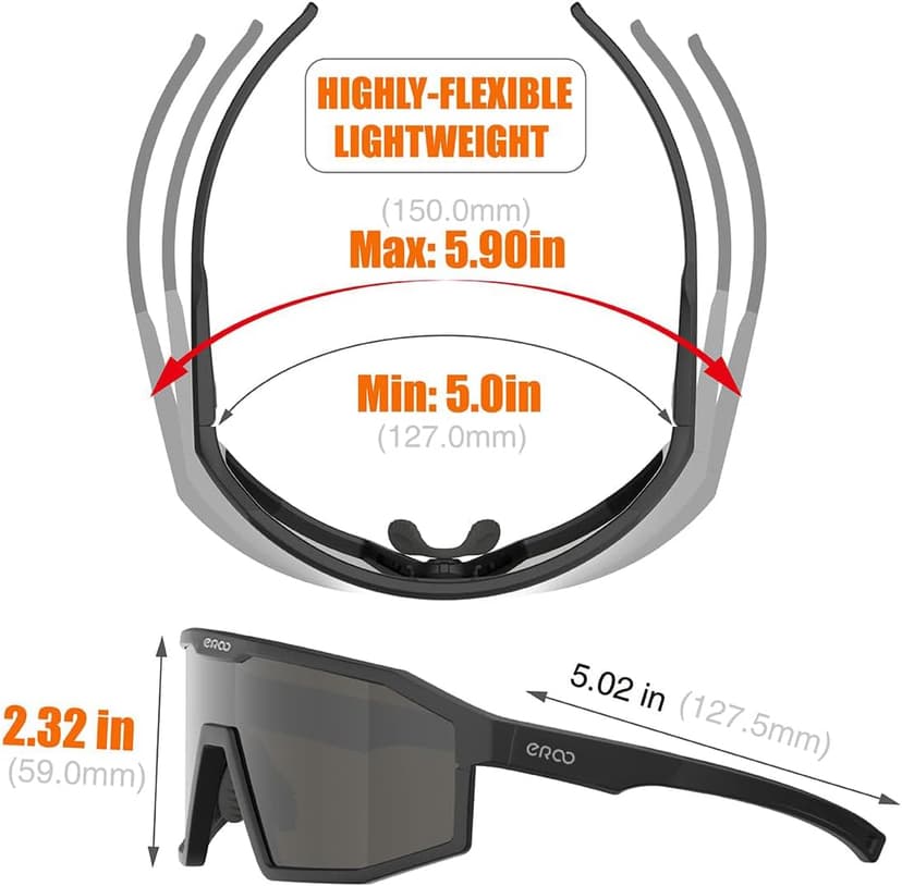 Eazyrun Polarized Small Sports Sunglasses for Youth Women, Baseball Softball Cycling Running Pickleball Padel tennis