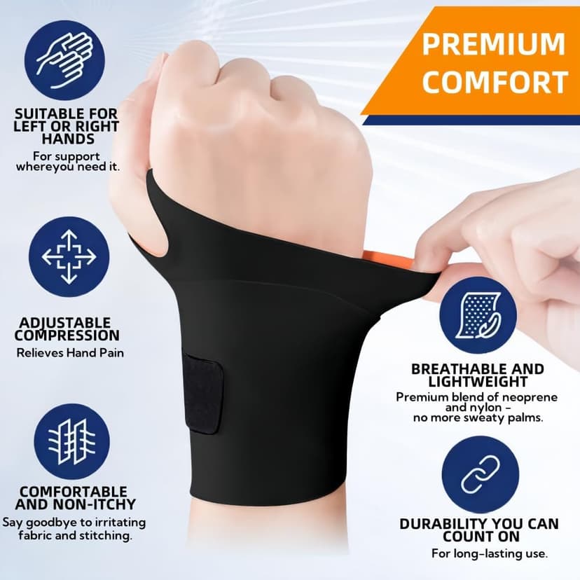 Wrist Brace,Carpal Tunnel Wrist Brace Wrist Wraps Wrist Support Tendonitis Sprains（M-Black）
