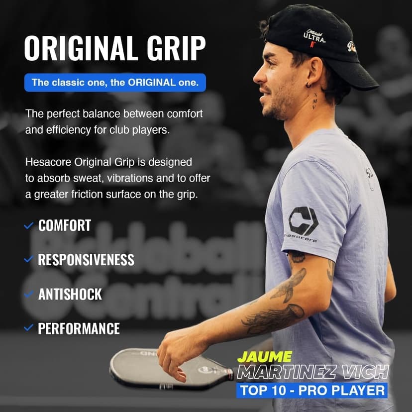 Pickleball Paddle Grip - 5.25in - Supports Tennis Elbow, Enhances Grip Strength, Reduces Vibration with Finger Support and Anti-Sweat Design