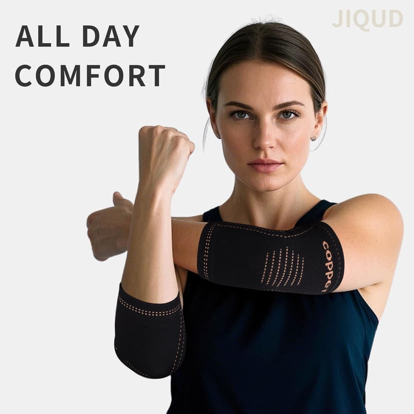 Elbow Brace for Tendonitis and Tennis Elbow for Women,Copper Elbow Compression Sleeve for Golfers Elbow Pain Relief | Arm Support Fit for Men Weight lifting Workouts, Recovery, Arthritis