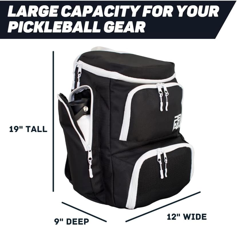 Pickleball Bag for Men and Women - Fits 2 to 4 Paddles - Shoe Compartment, Fence Hook, Storage Pockets for Water Bottles, Pickleballs, Clothing, Racquet/Paddle Storage - Pickle Ball Backpack