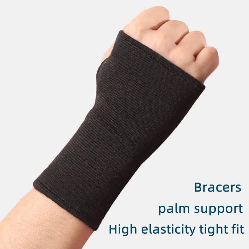 Palm Brace Wrist Support Sleeves (1 Pair), Everyday Use Wrist Brace, Compression Carpal Tunnel for Wrist Pain Relief, Fitness Gloves, Sports Glove, Wrist Brace for Men and Women (M, Black)