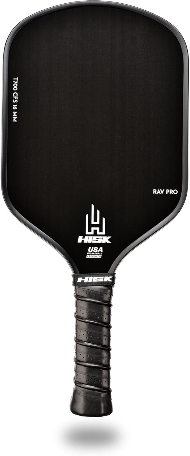 RAV PRO Pickleball Paddle - Ultimate HIGH END 16mm Japanese Toray T700 Raw Carbon Fiber CFS w/Excellent GRIT Roughness Texture, Aero Dynamic Curve, USAPA Approved, Non Slip Grip