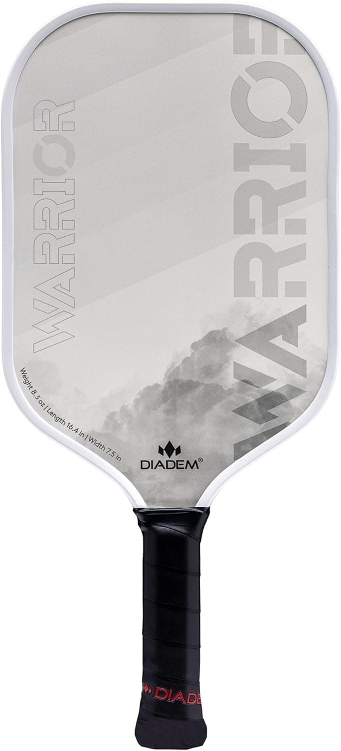 Diadem Warrior Pickleball Paddle | Carbon Fiber Face, 3X L-Core Hybrid Nomex Polymer Honeycomb Core, Grit Paint Surface for Spin, Control and Power | Indoor/Outdoor | USAPA Approved