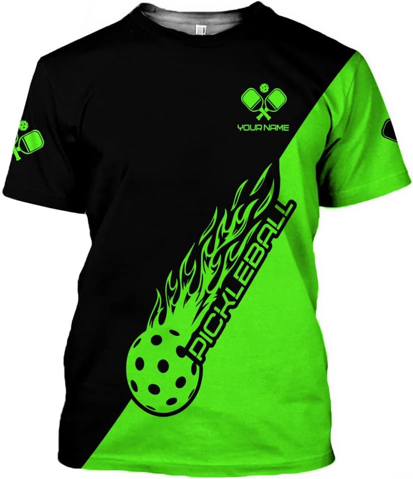 Personalized 3D Pickleball Shirts for Men, Pickle Ball Jersey Shirt Short Sleeve, Pickleball Shirt Gifts for Grandpa