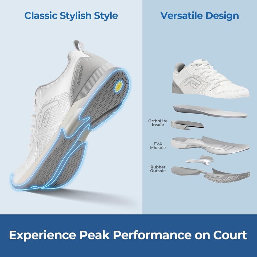 FitVille Wide Pickleball Shoes for Women Cloud-Like Lightweight Womens Tennis Shoes with Arch Support, Wide Toe Box Breathable Court Shoes for Racketball, Badminton