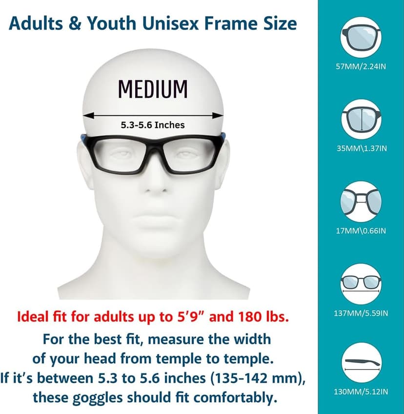 BLUE CUT Sports Protection Goggles, Anti-Fog Lenses Safety Glasses for Basketball, Pickleball and All Outdoor Sports