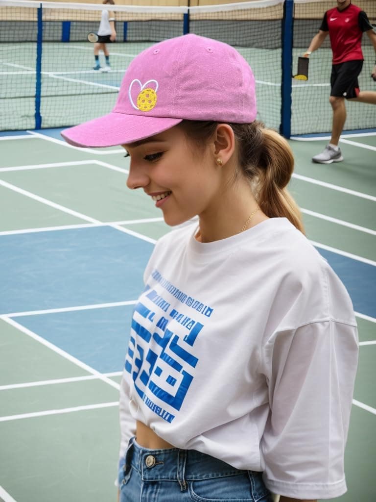 Pickleball Hat for Women Men, Adjustable Embroidered Heart Pickleball Baseball Cap