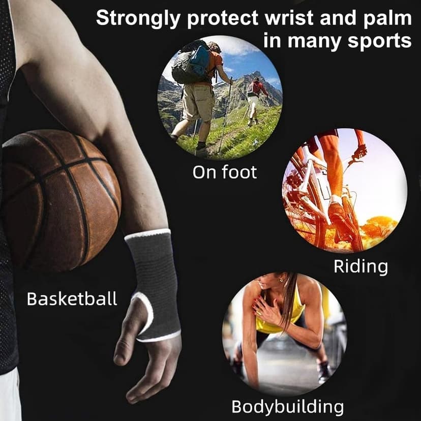 Palm Brace Wrist Support Sleeves (1 Pair), Everyday Use Wrist Brace, Compression Carpal Tunnel for Wrist Pain Relief, Fitness Gloves, Sports Glove, Wrist Brace for Men and Women (M, Black)