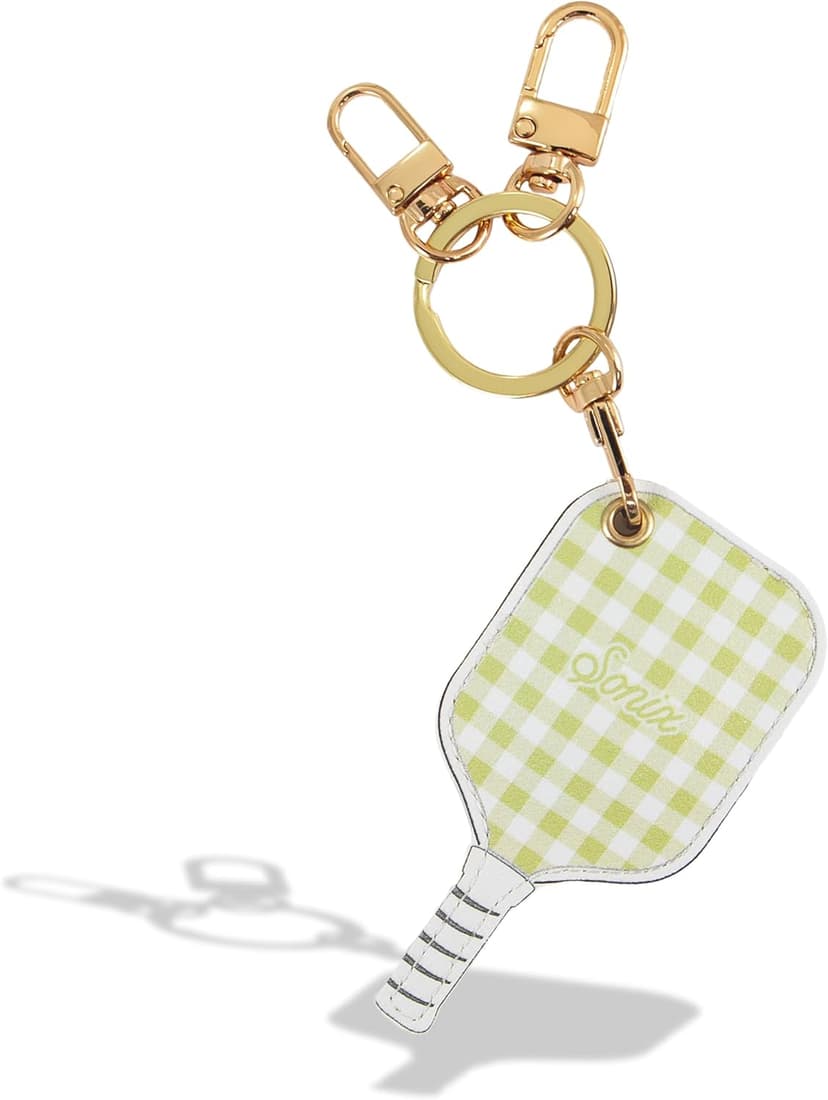 Sonix Keychain Case Compatible with Apple AirTag | Protective AirTag Cover Keychain | Checkmate Green Pickleball Paddle | Pickleball Green