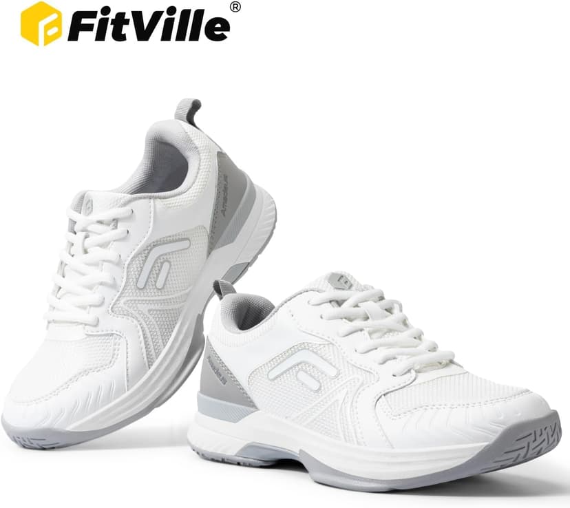 FitVille Wide Pickleball Shoes for Women Cloud-Like Lightweight Womens Tennis Shoes with Arch Support, Wide Toe Box Breathable Court Shoes for Racketball, Badminton