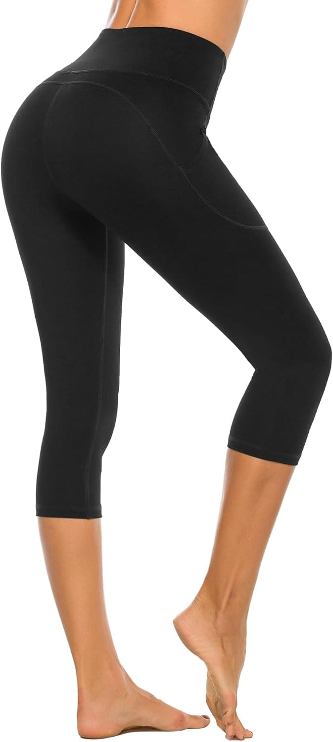 Stelle Women's Capri Yoga Pants with Pockets Essential High Waisted Legging for Workout