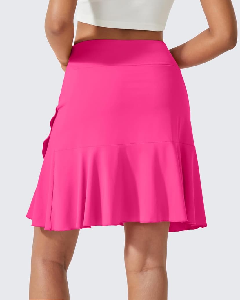 G4Free 15"/20" Tennis Skirts for Women Golf Skorts with Pockets High Waist Ruffle Athletic Skirt Inner Shorts