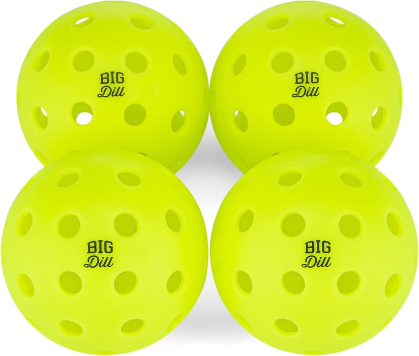 Big Dill Pickleball Superstar Pickle Ball Paddle Set of 4 Wooden Paddles — Pack of 4 Pickleball Paddles Set, 4 Pickleball Balls & Bag for Pickle Ball Rackets, Beginner Pickleball Racket Sets