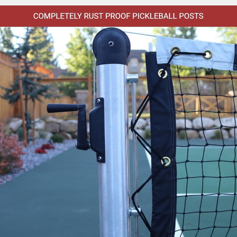Dominator In Ground Pickleball System - Includes Two Heavy Duty Pickleball Posts with Net and Sleeves - Aluminum, Rust Free, and Follows USAPA Standards