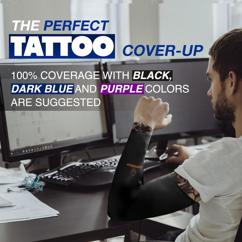 ARMORAY Arm Sleeves for Men or Women - Tattoo Cover Up - Cooling Sports Sleeve for Basketball Golf Football