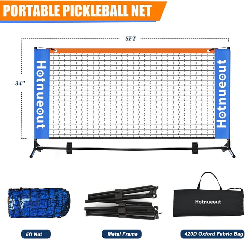 Small Mini Pickleball Net 5FT Portable Game Pickleball Practice Net for Driveway, Outdoor Indoor Pickle Ball Equipment Dink Training Aid