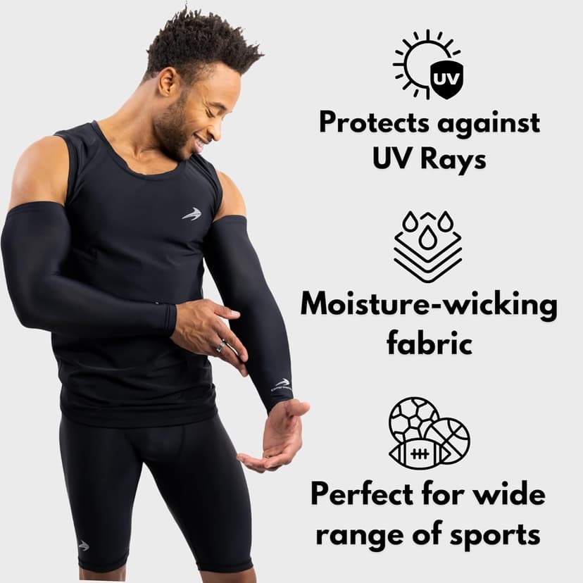 CompressionZ Sports Compression Arm Sleeves Men & Women | Basketball Baseball Football Golf UV Protection & Elbow Pain Relief