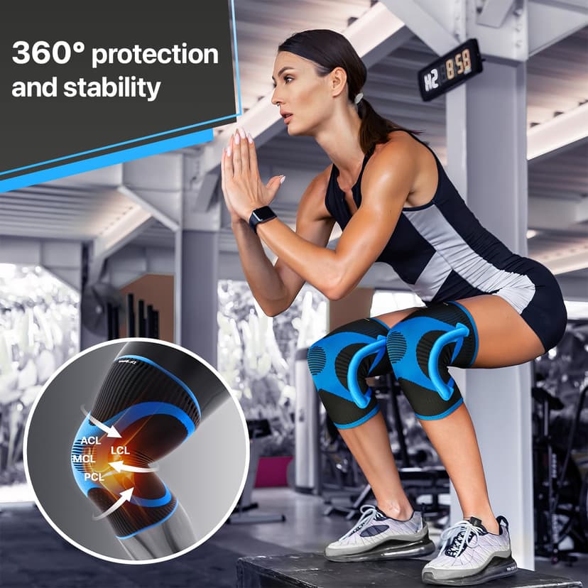 DR. BRACE ELITE Knee Brace with Size Stabilizer (2 Pack) Knee Brace for Women & Men, Workout, Sports, Daily Knee Compression Sleeve for Maximum Knee Pain Support & Fast Recovery (Neptune, Large)