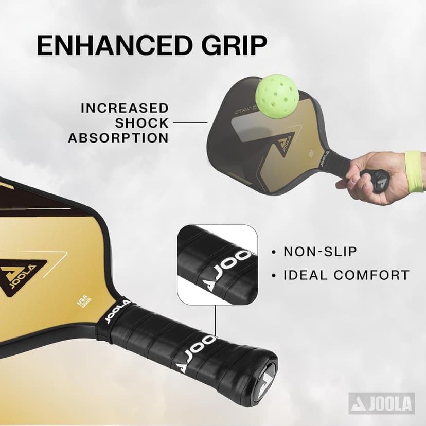 JOOLA Stratos Pickleball Paddle – Reinforced Fiberglass Surface, Honeycomb Polypropylene Core, USAPA Approved, Durable & Beginner-Friendly Pickleball Racket with Comfortable Grip