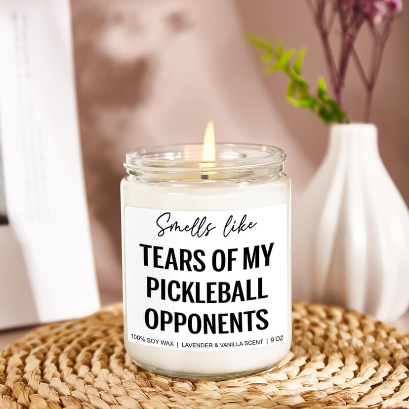 Tears of My Pickleball Opponents Candle, Pickleball Accessories, Pickleball Gifts for Women, Men, Mom, Dad - Mothers Day, Fathers Day, Funny Gifts for Pickle Ball Lovers, Players - 9 oz