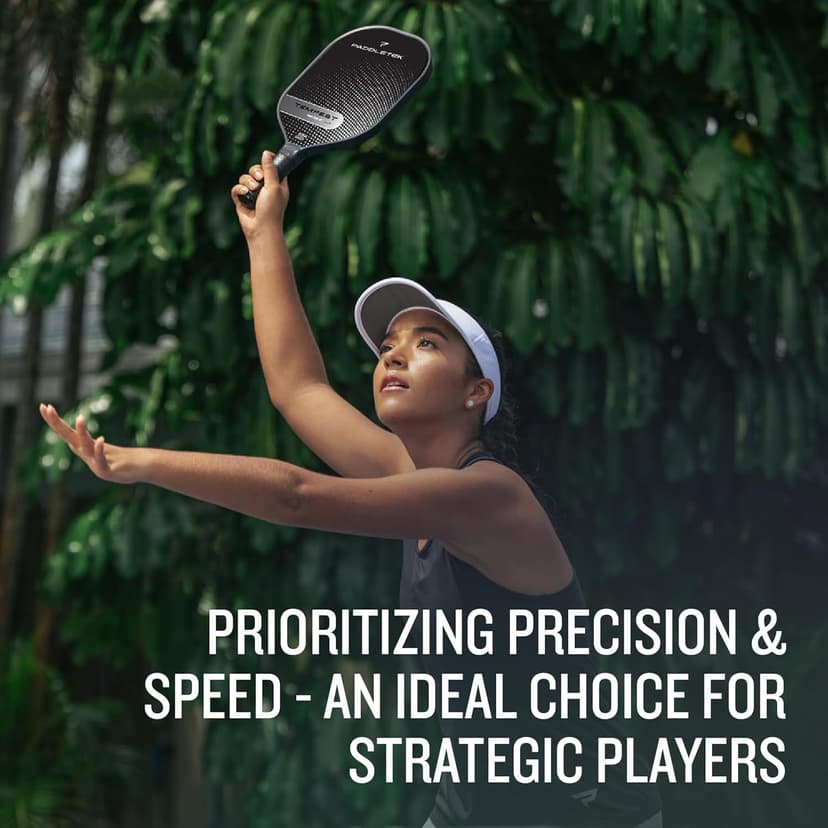 Paddletek Tempest Wave V3 Pickleball Paddle | Professional Pickleball Paddles with Polymer Honeycomb Core, ICED Carbon Fiber Surface, Tempest PolyCore & High Tack Performance Grip | USAPA Approved