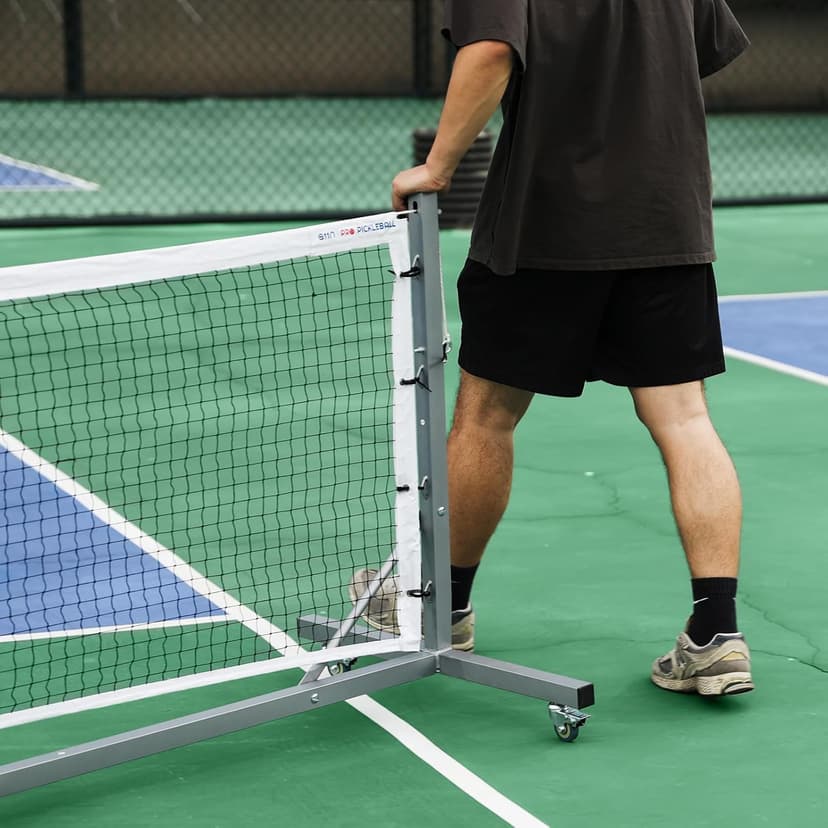 A11N Sports Pro Pickleball Net with Wheels and Hand Winch, Tournament Regulation Size, Anti-Sag Design, Perfect for Outdoor Court & Indoor Gym Floor