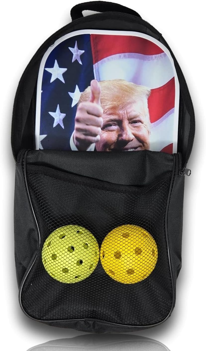 Donald Trump LED Pickleball Paddles Glow in The Dark Starter Set, Lightweight Fiberglass Honeycomb Racket, Bright Pickle Green LED Edge Lighting, Carrying Bag, Indoor Outdoor Balls