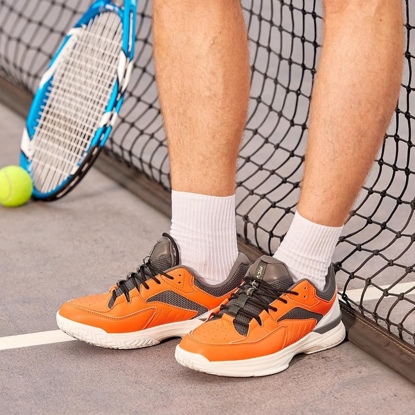 FitVille Men‘s Wide Pickleball Shoes All Court Tennis Shoes with Arch Support for Plantar Fasciitis