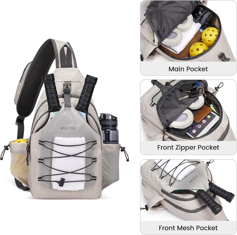 G4Free Pickleball Bag, Crossbody Sling Bag for Men Women, Pickleball Backpack, Pickle Ball Paddle Bag Gifts for Sports