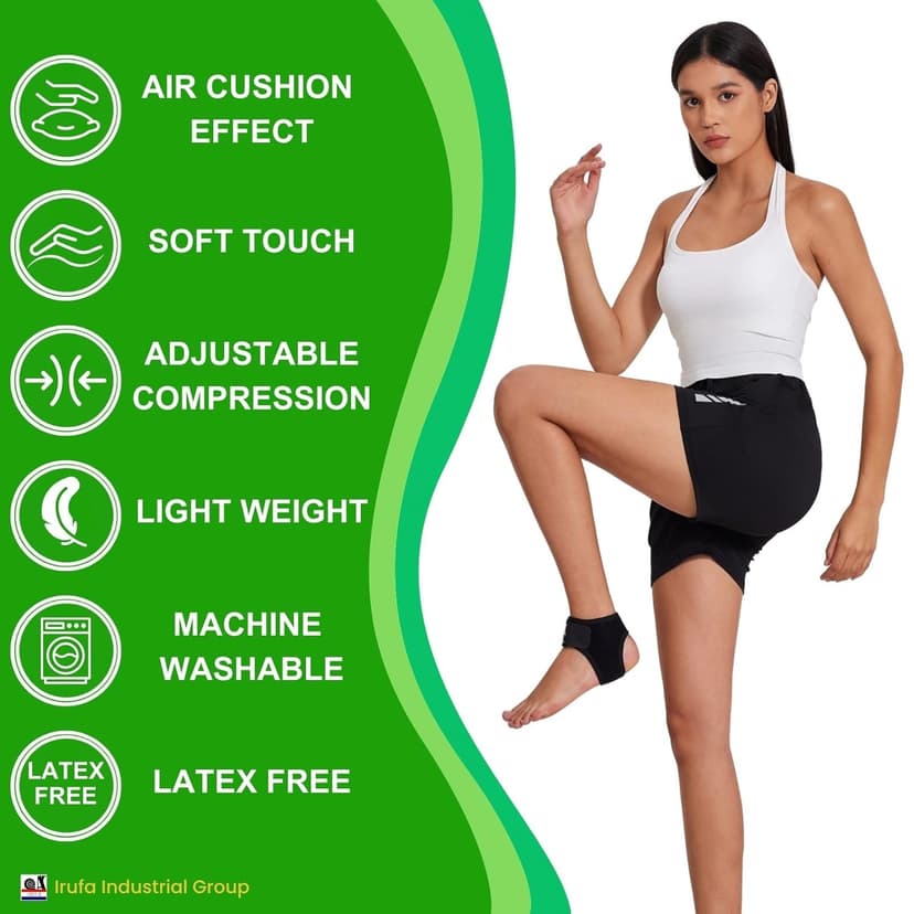 IRUFA, AN-OS-11,3D Breathable Elastic Knit Patented Fabric Adjustable Athletics Achillies Tendon Ankle Wrap, Plantar Fasciitis, Pain Relief for Sprains, Strains, Arthritis and Torn Tendons (S/M)