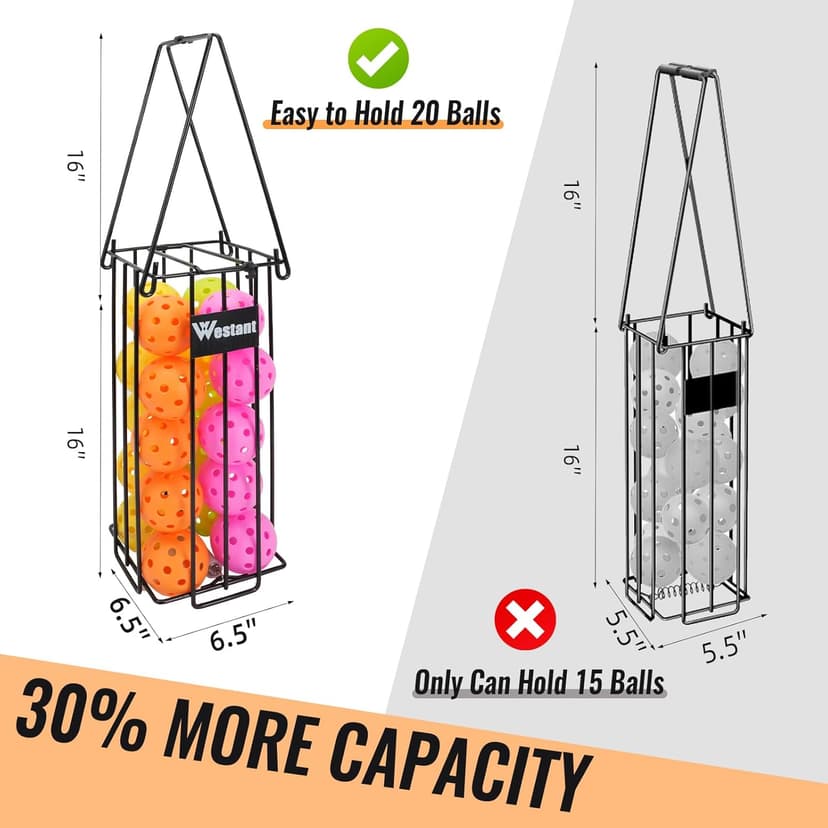 Pickleball Ball Holder Set - Large Capacity Pickleball Hopper with 20 Balls, Must-Have Pickleball Accessories for Pickleball Training, Pickleball Caddy for Pickleball Practice Equipment