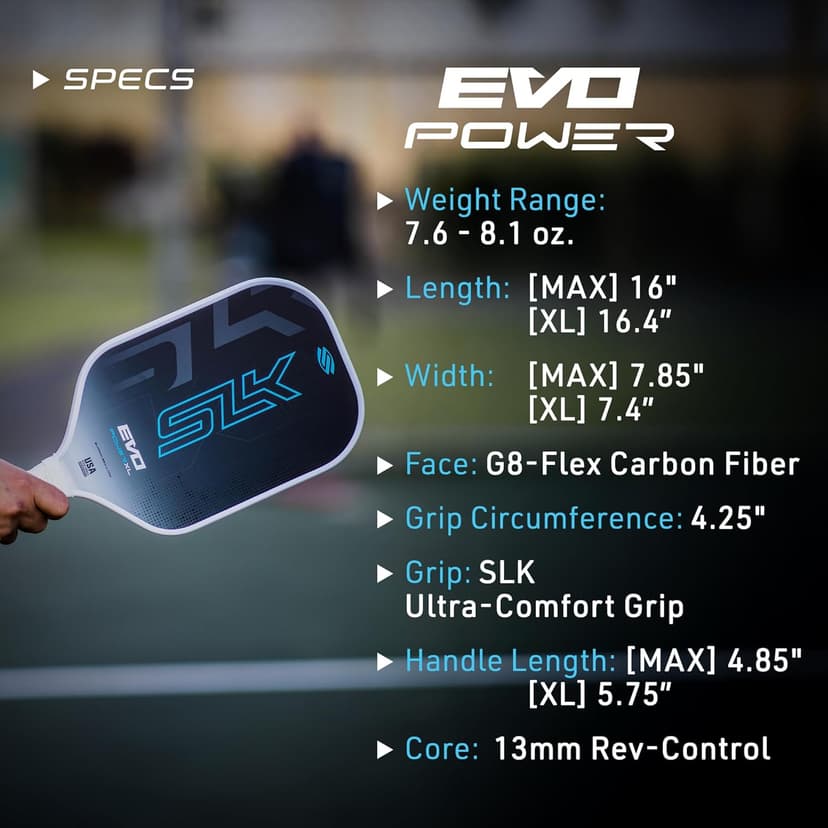Selkirk Sport SLK Evo Pickleball Paddle | Designed in The USA | Power, Control or Hybrid | Fiberglass & Carbon Fiber with SpinFlex Surface