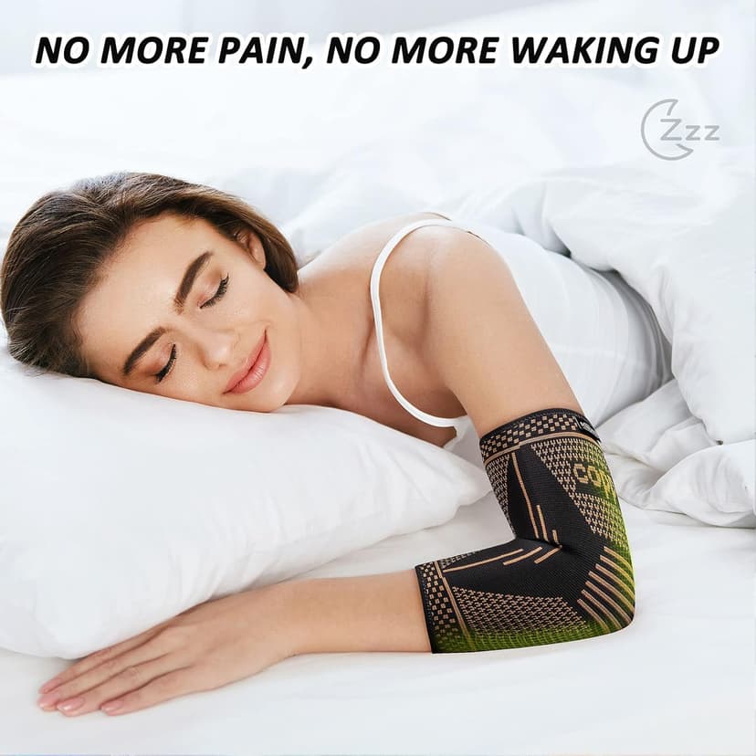 Copper Elbow Brace Compression Sleeves for Pain Relief Men Women, Arm Support Forearm Pads Braces for Tendonitis,Tennis, Golfers, Arthritis, Weight lifting