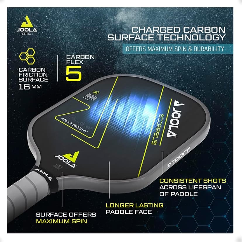 JOOLA Professional Pickleball Paddles – Raw Carbon Fiber Surface – Built for Spin, Speed & Control – Hyperion, Solaire, Perseus & Scorpeus – Swift & Standard Models – USAP Approved – Tournament-Level