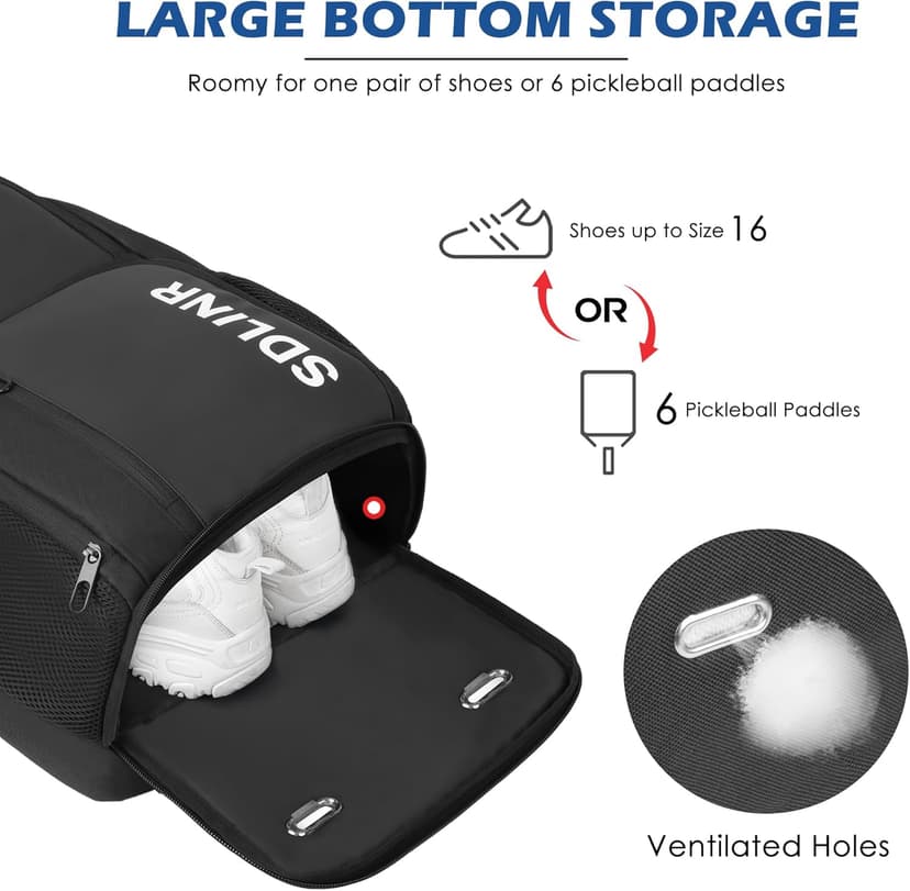 Pickleball Bag Fits 4 to 10 Paddles, Large Pickleball Backpack with Shoe Compartment and Fence Hook,Pickleball Gifts for Men Women