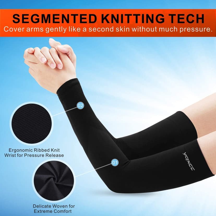 YQXCC 4 Pairs Arm Sleeves for Men Women, UPF 50 Cooling UV Sun Protection Sports Compression Sleeves