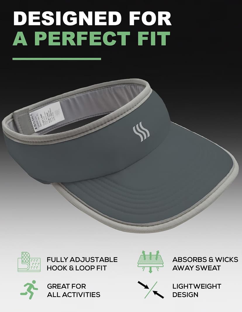 SAAKA Sport Visor for Women. Soft, Stretchy, Lightweight & Adjustable. Running, Tennis, Golf & Sports.